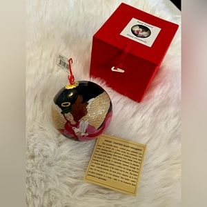 Vintage Reverse Paint Glass Angel Christmas Tree Ornamentin Box